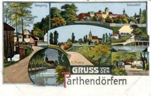 Gruß von den Parthendörfern : Seegeritz ; Schönefeld ; Plaussig ; St. Thekla ; Abtnaundorf ; Mühle bei Portitz