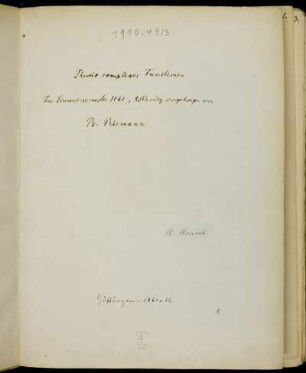 Theorie complexer Functionen. [Vorlesungsausarbeitung], Göttingen, 1861 - 1862 : Riemann [Rückentitel]