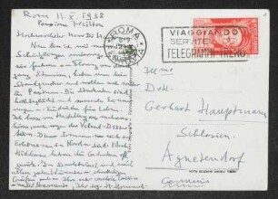 Brief von Hildebrecht Hommel an Gerhart Hauptmann