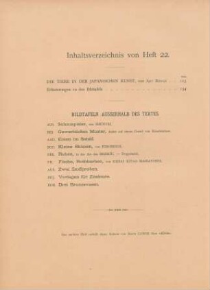 Inhaltsverzeichnis von Heft 22