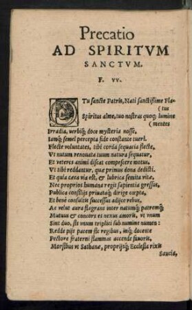 Precatio Ad Spiritum Sanctum.