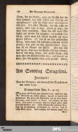 Am Sonntag Sexagesimä