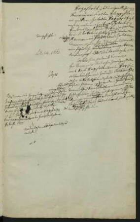 Notizen v. Moehsens Hand, betr. Hagestolz, Gewalt, Pantomime, das Buch "De lapidibus" von Aristoteles und die Alchemie