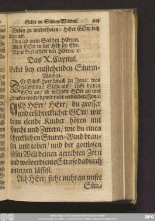 Das X. Capitul. Gebet bey entstehenden Sturm-Winden.