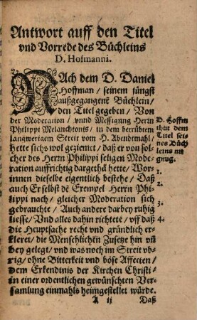Von der Moderation und messigung H. Phil. Melanthonis in dem ... Streite vom h. Abendmahl