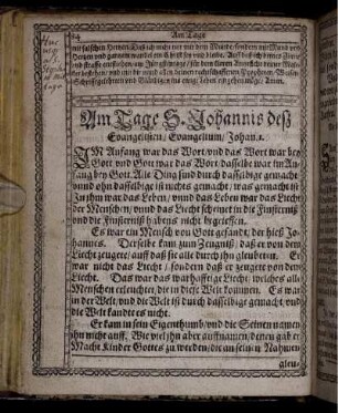 Am Tage S. Johannis deß Evangelisten/ Evangelium Johan. 1.