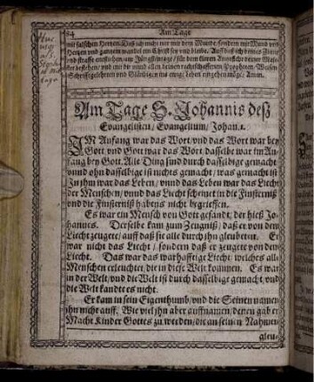 Am Tage S. Johannis deß Evangelisten/ Evangelium Johan. 1.