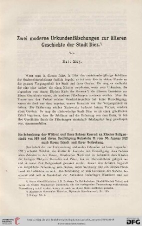 50: Zwei moderne Urkundenfälschungen zur älteren Geschichte der Stadt Diez