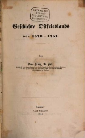 Geschichte Ostfrieslands von 1570 - 1751