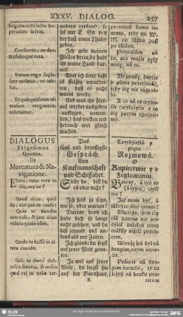 Dialogus Trigesimus Quintus. De Mercatura & Navigatione