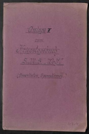 Anlage III zum Kriegstagebuch der S.M.H. "Wolf"
