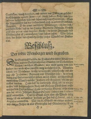 Beschluß. Der todte Weinberger wird begraben.