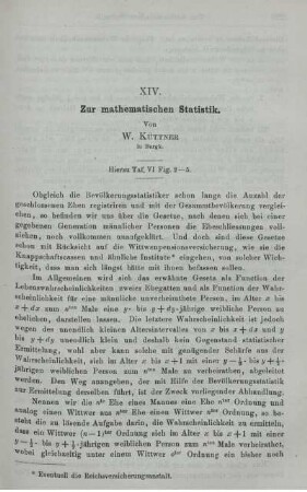 XIV. Zur mathematischen Statistik.