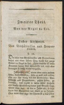 Erster Abschnitt. Von Verhältnissen und Proportionen