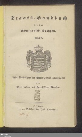 1837: Staatshandbuch für den Freistaat Sachsen