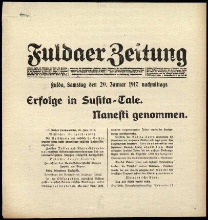 Ausgabe vom Samstag, den 20. Januar 1917.