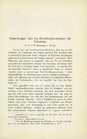 Bemerkungen über das Einrollungsvermögen der Trilobiten