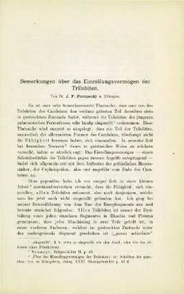 Bemerkungen über das Einrollungsvermögen der Trilobiten