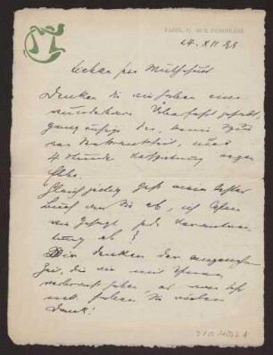 Schreiben an Hermann Muthesius (Brief)
