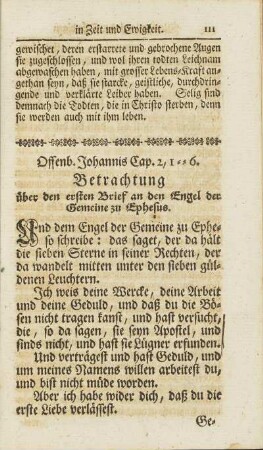Offenb. Johannis Cap. 2, 1 - - 6