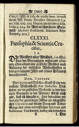 CLXXXI. Pansopia & Scentia Crucifixi. - CCX. Theopolis Euphrœnotica.