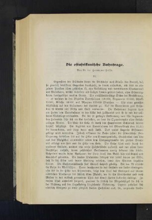 Die ostafrikanische Bahnfrage.