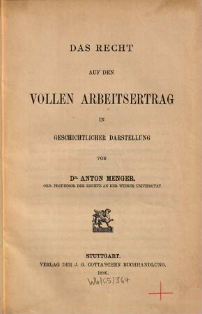 Das Recht auf den vollen Arbeitsertrag in geschichtlicher Darstellung