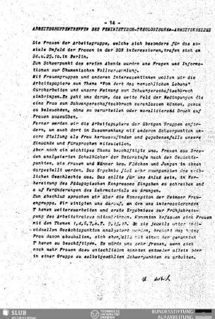 Arbeitsgruppentreffen des Feministisch-Theologischen Arbeitskreises