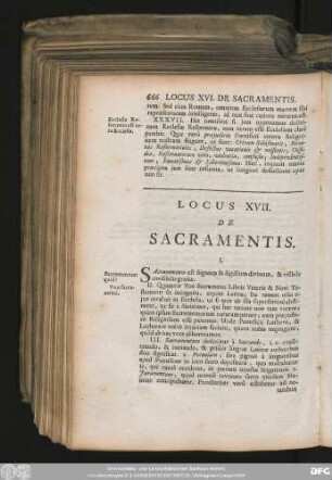 Locus XVII. De Sacramentis.