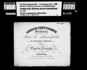 Carl Czerny (1791-1857): Grand Nocturne / brillant / Pour le Pianoforte / à quatre mains / composé par / Charles Czerny / ... Leipzig / au Bureau de Musique de C.F. Peters Besitzvermerk: Elisabeth
