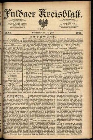 Erste Ausgabe vom Samstag, den 13. Juli 1901.