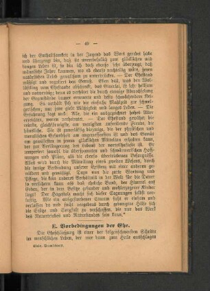 E. Vorbedingungen der ehe.