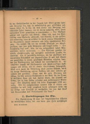 E. Vorbedingungen der ehe.