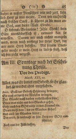 Am III. Sonntage nach der Erscheinung Christi.