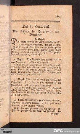 Das II. Hauptstück. Von Fügung der Hauptwörter und Beywörter