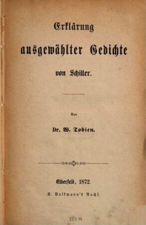 Erklärung ausgewählter Gedichte von Schiller