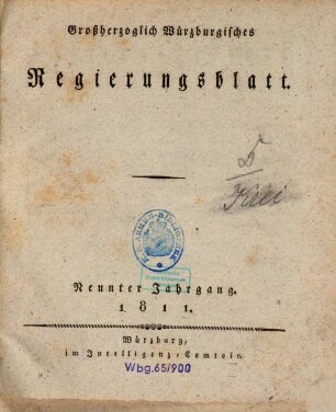 Großherzoglich würzburgisches Regierungsblatt. 9. 1811