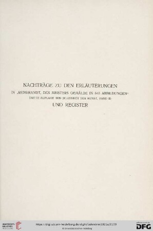 Nachträge zu den Erläuterungen [...] und Register