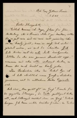 Nr. 7 Brief von Martin Brendel an Karl Schwarzschild. Bad Ems, 3.7.1905