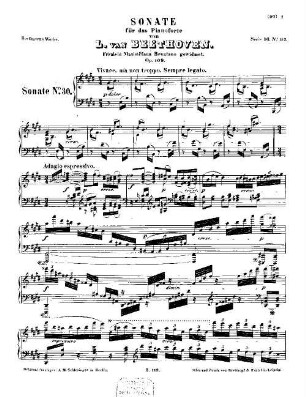 Beethoven's Werke. 153 = Serie 16: Sonaten für das Pianoforte, Dritter Band, Sonate : op. 109