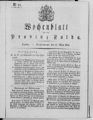 Nr. 11, Ausgabe vom 15. März 1834