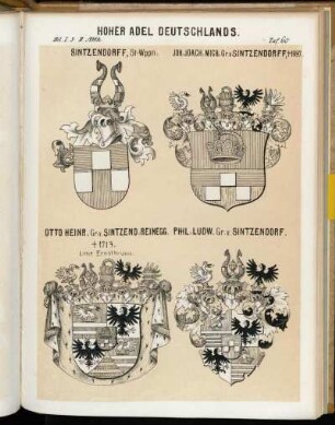 Taf. 60. Sintzendorff, St-Wppn. - Joh. Joach. Mich. Gr. v. Sintzendorff, - Otto Heinr. Gr. v. Sintzend. Reinegg. - Phil. Ludw. Gr. v. Sintzendorf.