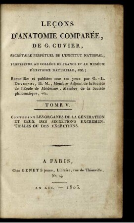 5: Leçons d'anatomie comparée. 5