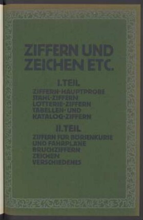Ziffern und Zeichen etc.