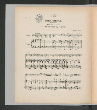 Paraphrase [Violon und Piano]