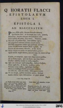 Epistolarum Liber I.