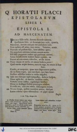 Epistolarum Liber I.
