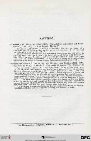 Nachtrag (Nr. 678-679)