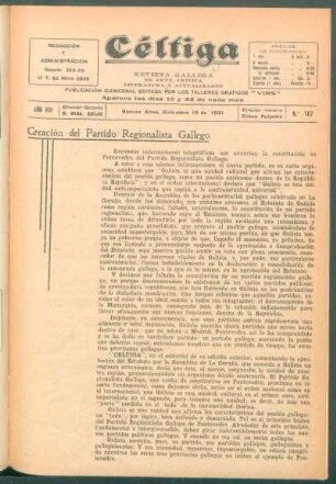 Creación del Partido Regionalista Gallego