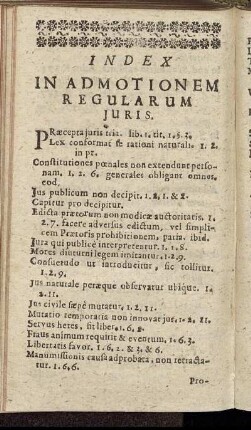 Index In Admotionem Regularum Juris.